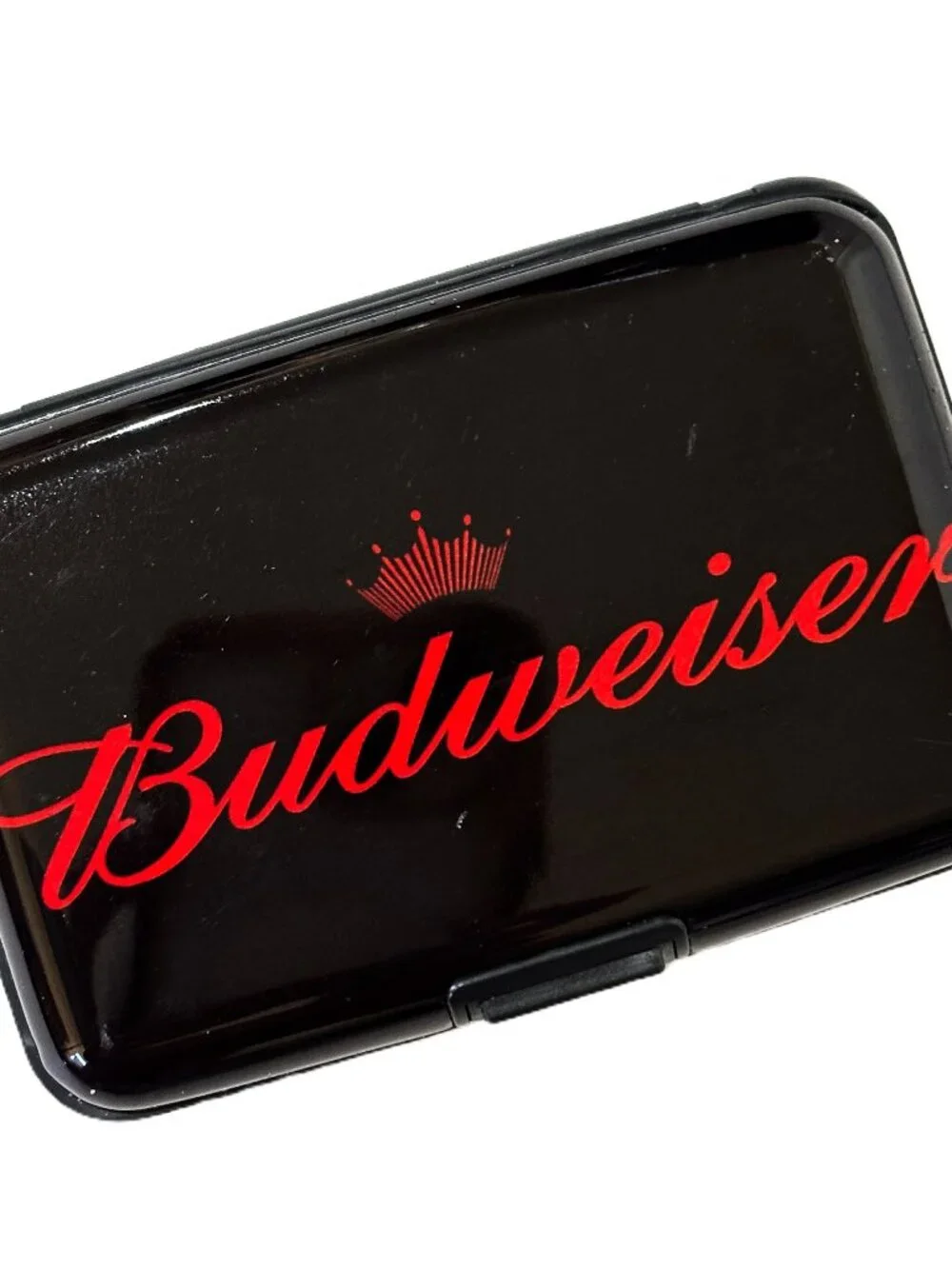 Vintage Budweiser Credit Card Holder Wallet Business Slim Hard Case NOS NWOT